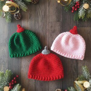 Holiday Cheer Crochet Ornament Beanie for Babies 6-9M New
